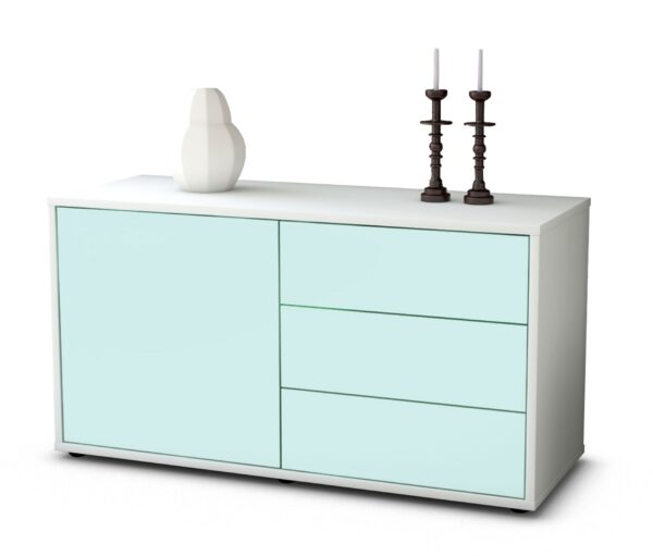 Lowboard Alessandra | Korpus Weiß | Front in Mint | 92x49x35cm (BxHxT)