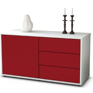 Lowboard Alessandra | Korpus Weiß | Front in Bordeaux | 92x49x35cm (BxHxT)