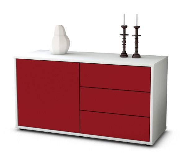 Lowboard Alessandra | Korpus Weiß | Front in Bordeaux | 92x49x35cm (BxHxT)