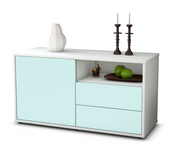Lowboard Alessia | Korpus Weiß | Front in Mint | 92x49x35cm (BxHxT)