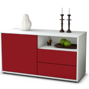 Lowboard Alessia | Korpus Weiß | Front in Bordeaux | 92x49x35cm (BxHxT)