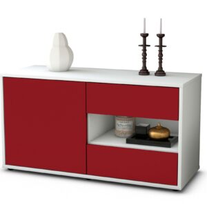 Lowboard Aleyna | Korpus Weiß | Front in Bordeaux | 92x49x35cm (BxHxT)