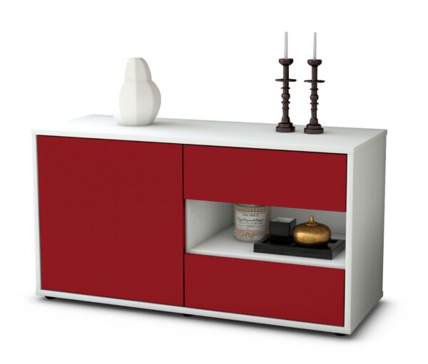 Lowboard Aleyna | Korpus Weiß | Front in Bordeaux | 92x49x35cm (BxHxT)