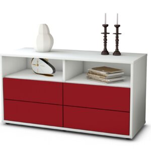 Lowboard Alia | Korpus Weiß | Front in Bordeaux | 92x49x35cm (BxHxT)