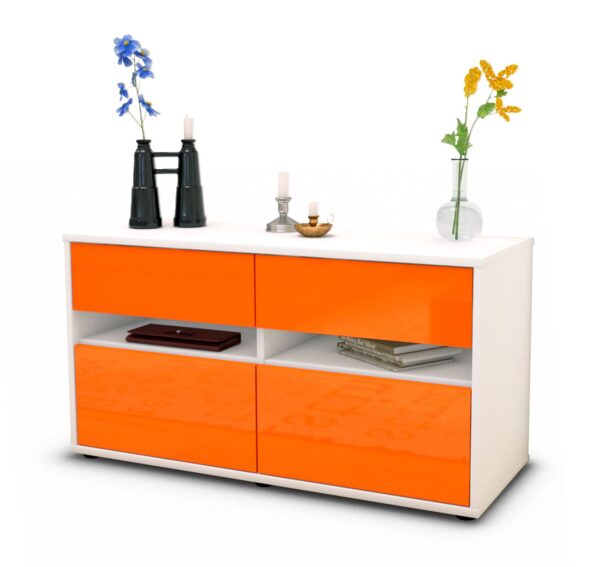 Lowboard Alice | Korpus Weiß | Front in Hochglanz Orange | 92x49x35cm (BxHxT)