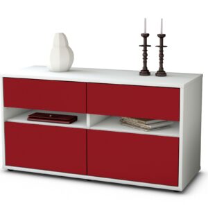 Lowboard Alice | Korpus Weiß | Front in Bordeaux | 92x49x35cm (BxHxT)
