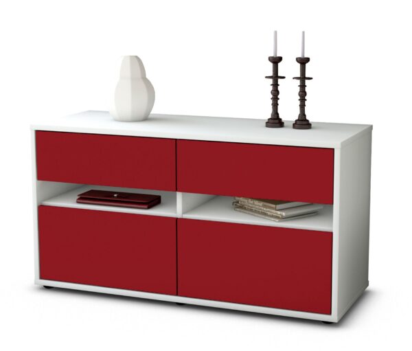 Lowboard Alice | Korpus Weiß | Front in Bordeaux | 92x49x35cm (BxHxT)