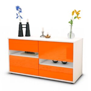 Lowboard Alina | Korpus Weiß | Front in Hochglanz Orange | 92x49x35cm (BxHxT)