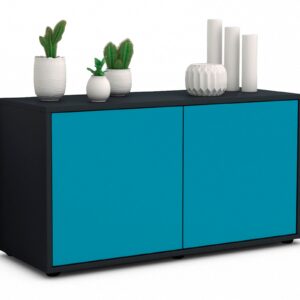 Lowboard Ada | Korpus Anthrazit | Front in Türkis | 92x49x35cm (BxHxT)