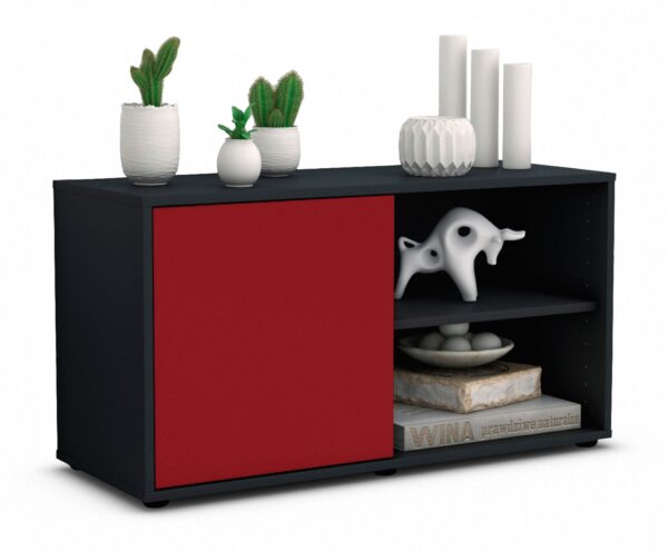 Lowboard Adelia | Korpus Anthrazit | Front in Bordeaux | 92x49x35cm (BxHxT)