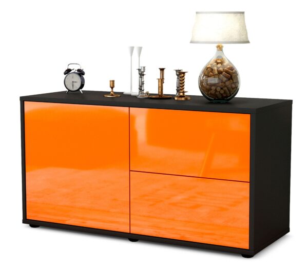 Lowboard Adria | Korpus Anthrazit | Front in Hochglanz Orange | 92x49x35cm (BxHxT)