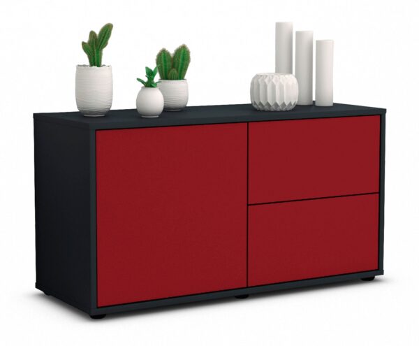 Lowboard Adria | Korpus Anthrazit | Front in Bordeaux | 92x49x35cm (BxHxT)