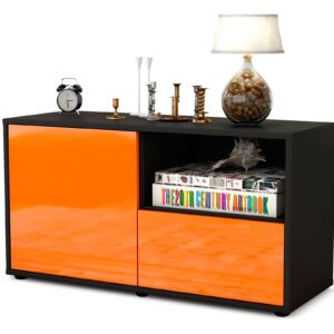 Lowboard Adriana | Korpus Anthrazit | Front in Hochglanz Orange | 92x49x35cm (BxHxT)
