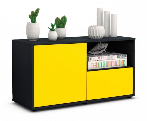 Lowboard Adriana | Korpus Anthrazit | Front in Gelb | 92x49x35cm (BxHxT)