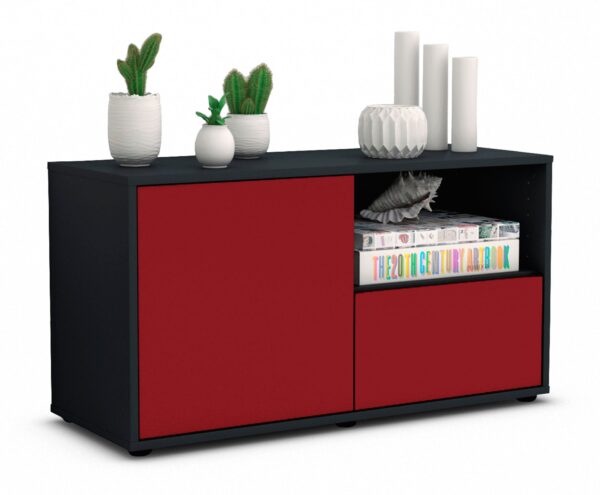 Lowboard Adriana | Korpus Anthrazit | Front in Bordeaux | 92x49x35cm (BxHxT)