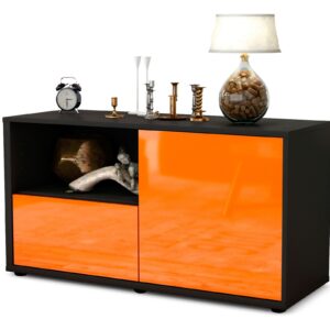 Lowboard Adrina | Korpus Anthrazit | Front in Hochglanz Orange | 92x49x35cm (BxHxT)