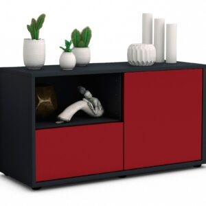 Lowboard Adrina | Korpus Anthrazit | Front in Bordeaux | 92x49x35cm (BxHxT)