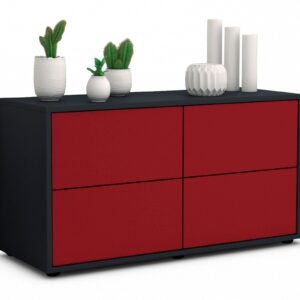 Lowboard Aella | Korpus Anthrazit | Front in Bordeaux | 92x49x35cm (BxHxT)