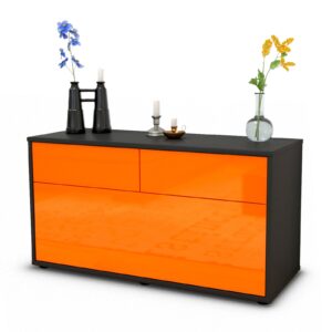 Lowboard Agnese | Korpus Anthrazit | Front in Hochglanz Orange | 92x49x35cm (BxHxT)