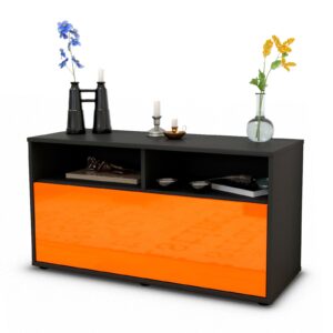Lowboard Agostina | Korpus Anthrazit | Front in Hochglanz Orange | 92x49x35cm (BxHxT)