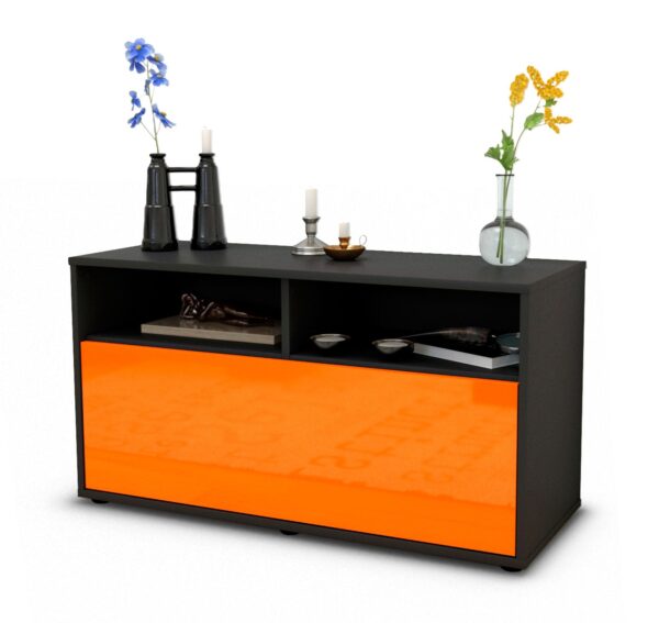 Lowboard Agostina | Korpus Anthrazit | Front in Hochglanz Orange | 92x49x35cm (BxHxT)