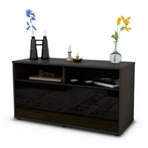Lowboard Agostina | Korpus Anthrazit | Front in Hochglanz Schwarz | 92x49x35cm (BxHxT)