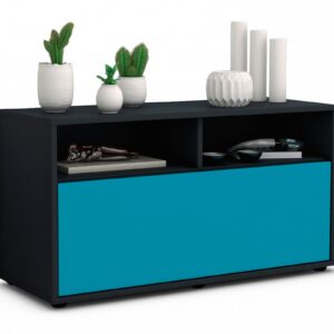 Lowboard Agostina | Korpus Anthrazit | Front in Türkis | 92x49x35cm (BxHxT)