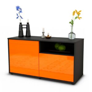 Lowboard Ajda | Korpus Anthrazit | Front in Hochglanz Orange | 92x49x35cm (BxHxT)