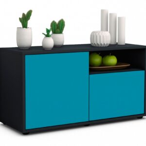 Lowboard Ajda | Korpus Anthrazit | Front in Türkis | 92x49x35cm (BxHxT)