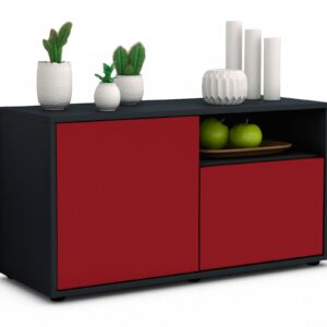 Lowboard Ajda | Korpus Anthrazit | Front in Bordeaux | 92x49x35cm (BxHxT)