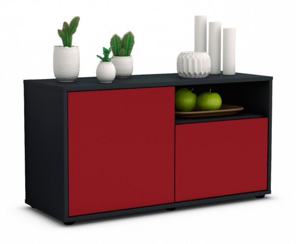 Lowboard Ajda | Korpus Anthrazit | Front in Bordeaux | 92x49x35cm (BxHxT)
