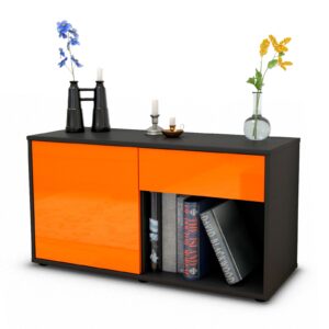 Lowboard Alberina | Korpus Anthrazit | Front in Hochglanz Orange | 92x49x35cm (BxHxT)