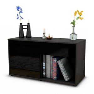 Lowboard Alberina | Korpus Anthrazit | Front in Hochglanz Schwarz | 92x49x35cm (BxHxT)