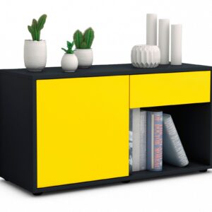 Lowboard Alberina | Korpus Anthrazit | Front in Gelb | 92x49x35cm (BxHxT)