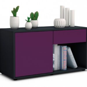 Lowboard Alberina | Korpus Anthrazit | Front in Lila | 92x49x35cm (BxHxT)