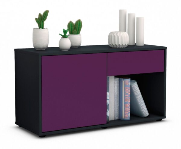 Lowboard Alberina | Korpus Anthrazit | Front in Lila | 92x49x35cm (BxHxT)