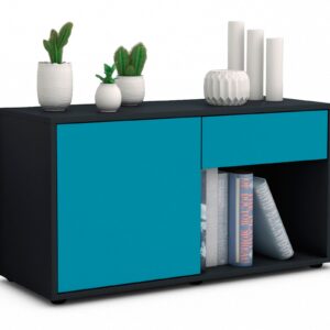 Lowboard Alberina | Korpus Anthrazit | Front in Türkis | 92x49x35cm (BxHxT)