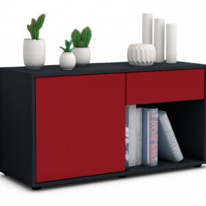 Lowboard Alberina | Korpus Anthrazit | Front in Bordeaux | 92x49x35cm (BxHxT)
