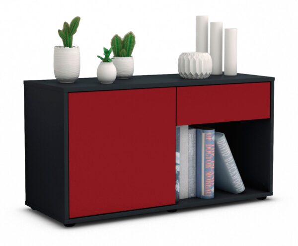 Lowboard Alberina | Korpus Anthrazit | Front in Bordeaux | 92x49x35cm (BxHxT)
