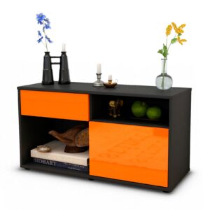 Lowboard Albina | Korpus Anthrazit | Front in Hochglanz Orange | 92x49x35cm (BxHxT)