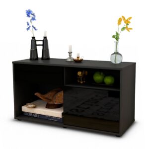 Lowboard Albina | Korpus Anthrazit | Front in Hochglanz Schwarz | 92x49x35cm (BxHxT)