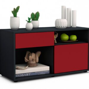 Lowboard Albina | Korpus Anthrazit | Front in Bordeaux | 92x49x35cm (BxHxT)