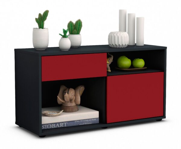 Lowboard Albina | Korpus Anthrazit | Front in Bordeaux | 92x49x35cm (BxHxT)