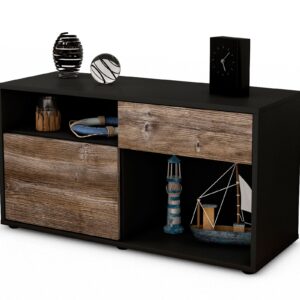 Lowboard Alecia | Korpus Anthrazit | Front in Treibholz Holz Optik | 92x49x35cm (BxHxT)