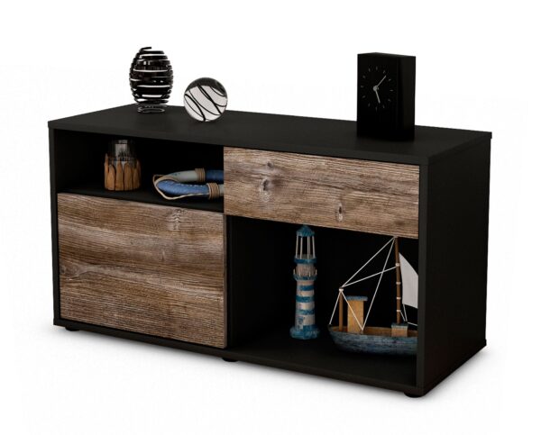 Lowboard Alecia | Korpus Anthrazit | Front in Treibholz Holz Optik | 92x49x35cm (BxHxT)