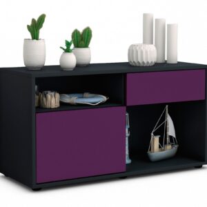 Lowboard Alecia | Korpus Anthrazit | Front in Lila | 92x49x35cm (BxHxT)