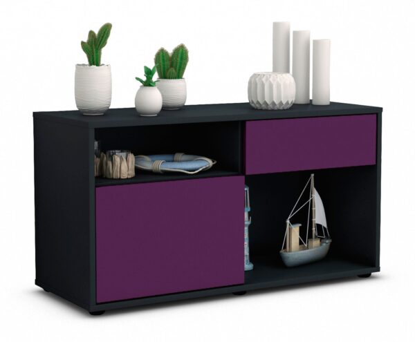Lowboard Alecia | Korpus Anthrazit | Front in Lila | 92x49x35cm (BxHxT)