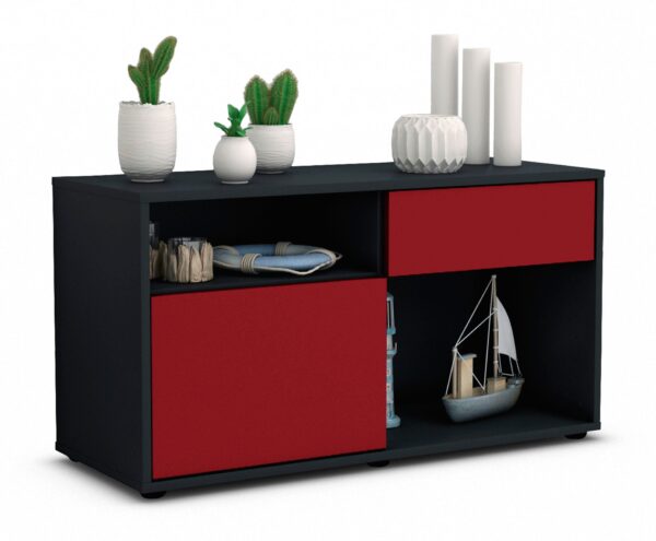 Lowboard Alecia | Korpus Anthrazit | Front in Bordeaux | 92x49x35cm (BxHxT)