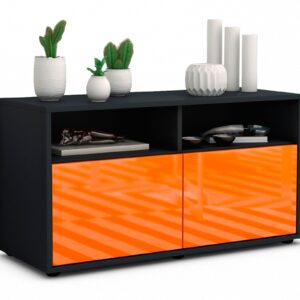 Lowboard Alegra | Korpus Anthrazit | Front in Hochglanz Orange | 92x49x35cm (BxHxT)