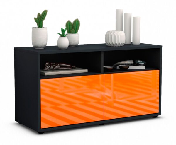 Lowboard Alegra | Korpus Anthrazit | Front in Hochglanz Orange | 92x49x35cm (BxHxT)